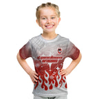 Personalized St. George Illawarra Dragons Kid T Shirt Y2K Grunge Aesthetic With Cyber Flames and Starburst Graphics