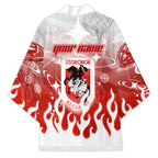 Personalized St. George Illawarra Dragons Kimono Y2K Grunge Aesthetic With Cyber Flames and Starburst Graphics