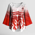 Personalized St. George Illawarra Dragons Kimono Sleeve Blouse Y2K Grunge Aesthetic With Cyber Flames and Starburst Graphics
