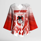 Personalized St. George Illawarra Dragons Kimono Sleeve Blouse Y2K Grunge Aesthetic With Cyber Flames and Starburst Graphics