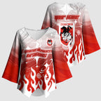 Personalized St. George Illawarra Dragons Kimono Sleeve Blouse Y2K Grunge Aesthetic With Cyber Flames and Starburst Graphics