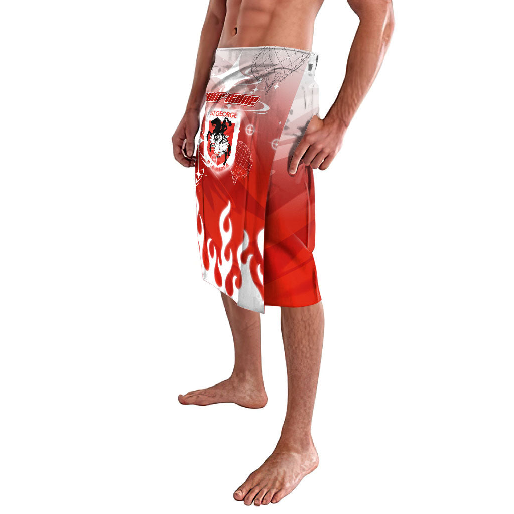 Personalized St. George Illawarra Dragons Lavalava Y2K Grunge Aesthetic With Cyber Flames and Starburst Graphics