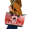Personalized St. George Illawarra Dragons Leather Tote Bag Y2K Grunge Aesthetic With Cyber Flames and Starburst Graphics
