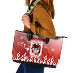 Personalized St. George Illawarra Dragons Leather Tote Bag Y2K Grunge Aesthetic With Cyber Flames and Starburst Graphics