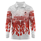 Personalized St. George Illawarra Dragons Long Sleeve Polo Shirt Y2K Grunge Aesthetic With Cyber Flames and Starburst Graphics