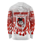 Personalized St. George Illawarra Dragons Long Sleeve Shirt Y2K Grunge Aesthetic With Cyber Flames and Starburst Graphics