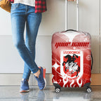 Personalized St. George Illawarra Dragons Luggage Cover Y2K Grunge Aesthetic With Cyber Flames and Starburst Graphics