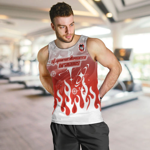 Personalized St. George Illawarra Dragons Men Tank Top Y2K Grunge Aesthetic With Cyber Flames and Starburst Graphics