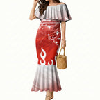 Personalized St. George Illawarra Dragons Mermaid Dress Y2K Grunge Aesthetic With Cyber Flames and Starburst Graphics