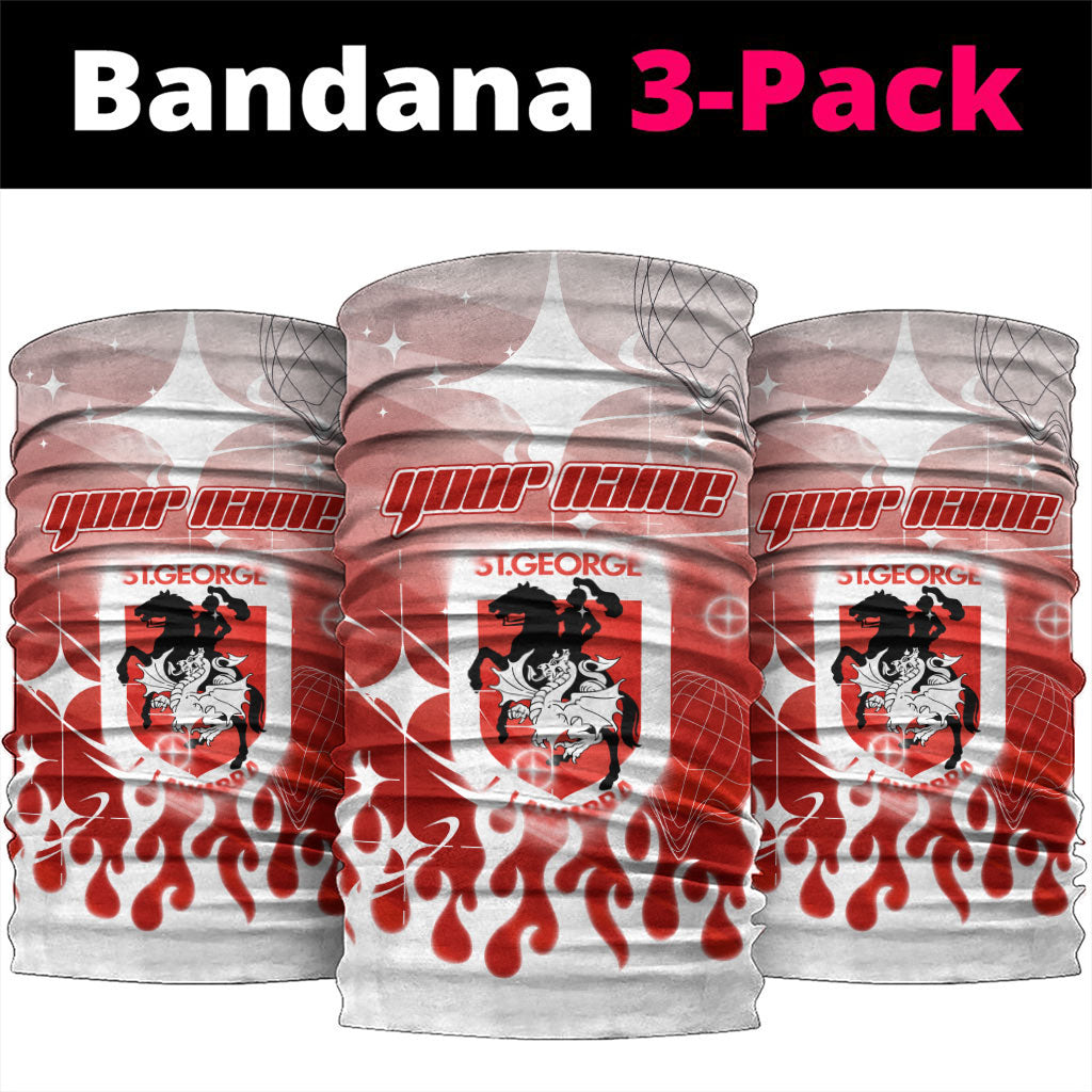 Personalized St. George Illawarra Dragons Neck Gaiter Y2K Grunge Aesthetic With Cyber Flames and Starburst Graphics