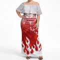 Personalized St. George Illawarra Dragons Off Shoulder Maxi Dress Y2K Grunge Aesthetic With Cyber Flames and Starburst Graphics