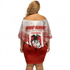 Personalized St. George Illawarra Dragons Off Shoulder Short Dress Y2K Grunge Aesthetic With Cyber Flames and Starburst Graphics