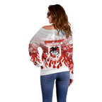 Personalized St. George Illawarra Dragons Off Shoulder Sweater Y2K Grunge Aesthetic With Cyber Flames and Starburst Graphics