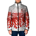 Personalized St. George Illawarra Dragons Padded Jacket Y2K Grunge Aesthetic With Cyber Flames and Starburst Graphics