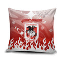 Personalized St. George Illawarra Dragons Pillow Cover Y2K Grunge Aesthetic With Cyber Flames and Starburst Graphics