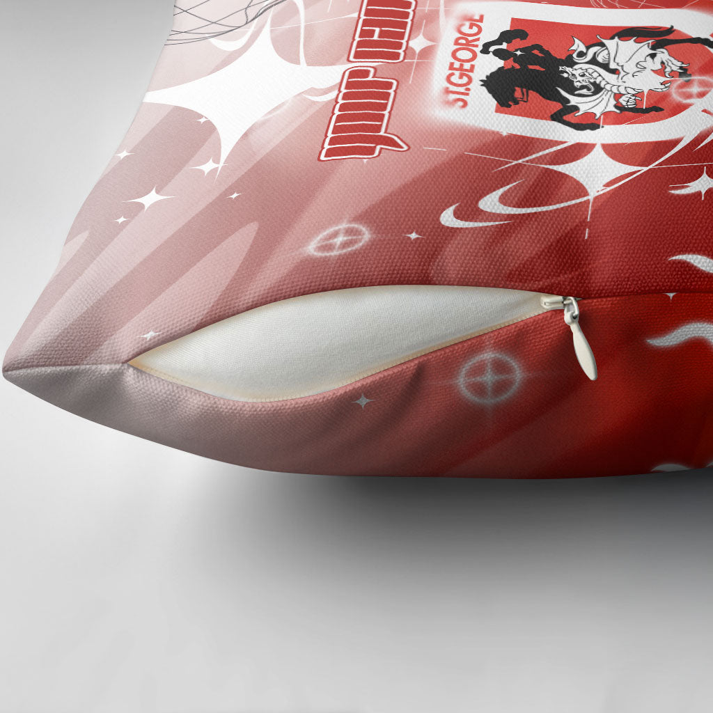 Personalized St. George Illawarra Dragons Pillow Cover Y2K Grunge Aesthetic With Cyber Flames and Starburst Graphics