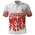 Personalized St. George Illawarra Dragons Polo Shirt Y2K Grunge Aesthetic With Cyber Flames and Starburst Graphics