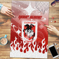 Personalized St. George Illawarra Dragons Puzzle Y2K Grunge Aesthetic With Cyber Flames and Starburst Graphics