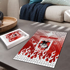 Personalized St. George Illawarra Dragons Puzzle Y2K Grunge Aesthetic With Cyber Flames and Starburst Graphics