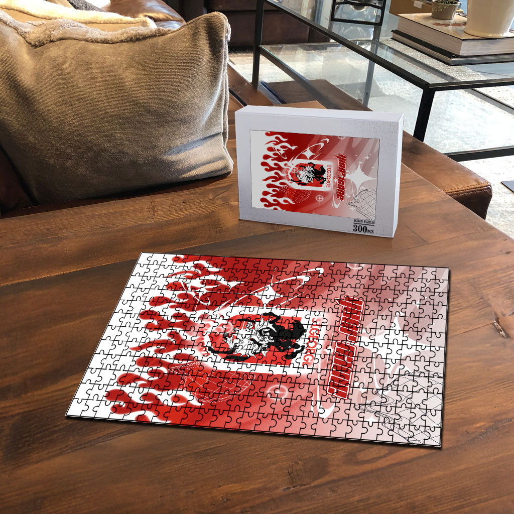 Personalized St. George Illawarra Dragons Puzzle Y2K Grunge Aesthetic With Cyber Flames and Starburst Graphics