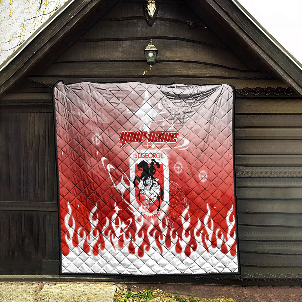 Personalized St. George Illawarra Dragons Quilt Y2K Grunge Aesthetic With Cyber Flames and Starburst Graphics