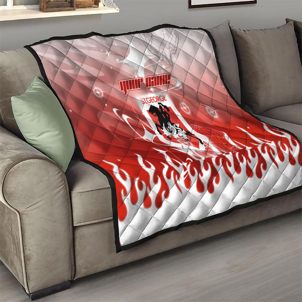 Personalized St. George Illawarra Dragons Quilt Y2K Grunge Aesthetic With Cyber Flames and Starburst Graphics