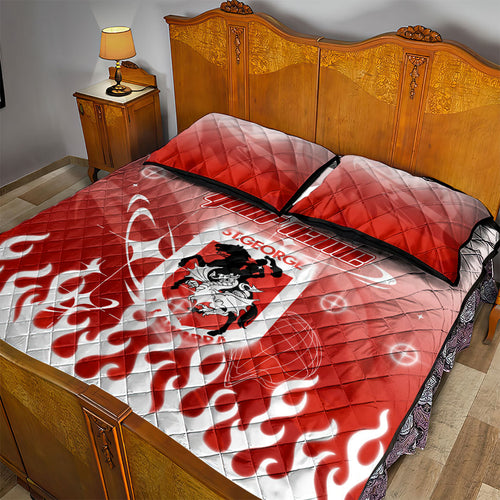 Personalized St. George Illawarra Dragons Quilt Bed Set Y2K Grunge Aesthetic With Cyber Flames and Starburst Graphics