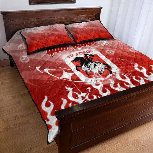 Personalized St. George Illawarra Dragons Quilt Bed Set Y2K Grunge Aesthetic With Cyber Flames and Starburst Graphics
