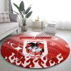 Personalized St. George Illawarra Dragons Round Carpet Y2K Grunge Aesthetic With Cyber Flames and Starburst Graphics