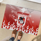 Personalized St. George Illawarra Dragons Rubber Doormat Y2K Grunge Aesthetic With Cyber Flames and Starburst Graphics