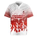 Personalized St. George Illawarra Dragons Rugby Jersey Y2K Grunge Aesthetic With Cyber Flames and Starburst Graphics