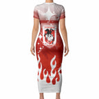 Personalized St. George Illawarra Dragons Short Sleeve Bodycon Dress Y2K Grunge Aesthetic With Cyber Flames and Starburst Graphics