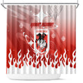 Personalized St. George Illawarra Dragons Shower Curtain Y2K Grunge Aesthetic With Cyber Flames and Starburst Graphics