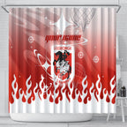 Personalized St. George Illawarra Dragons Shower Curtain Y2K Grunge Aesthetic With Cyber Flames and Starburst Graphics