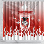 Personalized St. George Illawarra Dragons Shower Curtain Y2K Grunge Aesthetic With Cyber Flames and Starburst Graphics