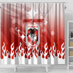 Personalized St. George Illawarra Dragons Shower Curtain Y2K Grunge Aesthetic With Cyber Flames and Starburst Graphics