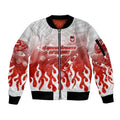 Personalized St. George Illawarra Dragons Sleeve Zip Bomber Jacket Y2K Grunge Aesthetic With Cyber Flames and Starburst Graphics