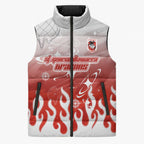Personalized St. George Illawarra Dragons Sleeveless Puffer Jacket Y2K Grunge Aesthetic With Cyber Flames and Starburst Graphics