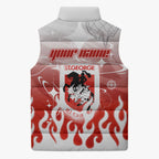 Personalized St. George Illawarra Dragons Sleeveless Puffer Jacket Y2K Grunge Aesthetic With Cyber Flames and Starburst Graphics