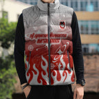 Personalized St. George Illawarra Dragons Sleeveless Puffer Jacket Y2K Grunge Aesthetic With Cyber Flames and Starburst Graphics