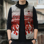 Personalized St. George Illawarra Dragons Sleeveless Puffer Jacket Y2K Grunge Aesthetic With Cyber Flames and Starburst Graphics