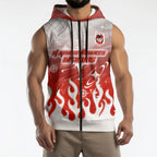 Personalized St. George Illawarra Dragons Sleeveless Zip Hoodie Y2K Grunge Aesthetic With Cyber Flames and Starburst Graphics