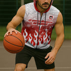 Personalized St. George Illawarra Dragons Sleeveless Zip Hoodie Y2K Grunge Aesthetic With Cyber Flames and Starburst Graphics