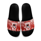 Personalized St. George Illawarra Dragons Slide Sandals Y2K Grunge Aesthetic With Cyber Flames and Starburst Graphics