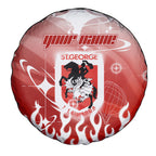 Personalized St. George Illawarra Dragons Spare Tire Cover Y2K Grunge Aesthetic With Cyber Flames and Starburst Graphics