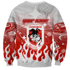Personalized St. George Illawarra Dragons Sweatshirt Y2K Grunge Aesthetic With Cyber Flames and Starburst Graphics