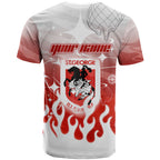 Personalized St. George Illawarra Dragons T Shirt Y2K Grunge Aesthetic With Cyber Flames and Starburst Graphics