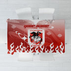Personalized St. George Illawarra Dragons Tablecloth Y2K Grunge Aesthetic With Cyber Flames and Starburst Graphics