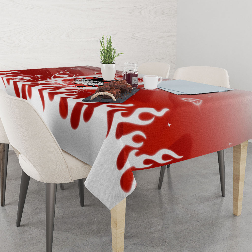 Personalized St. George Illawarra Dragons Tablecloth Y2K Grunge Aesthetic With Cyber Flames and Starburst Graphics
