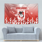 Personalized St. George Illawarra Dragons Tapestry Y2K Grunge Aesthetic With Cyber Flames and Starburst Graphics